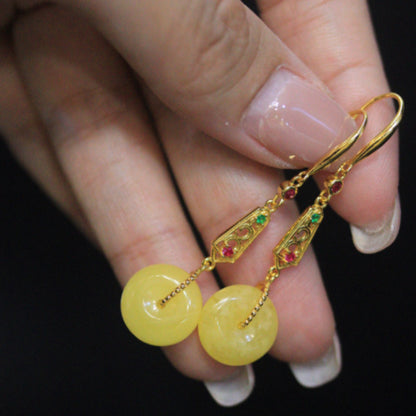 Minimalist Chinese-Style Fashion Amber Earrings