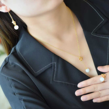  Sterling silver nephrite three-piece set - cherry blossom vintage elegance and refinement