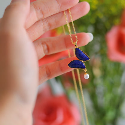 Natural Lapis Lazuli Butterfly Pendant