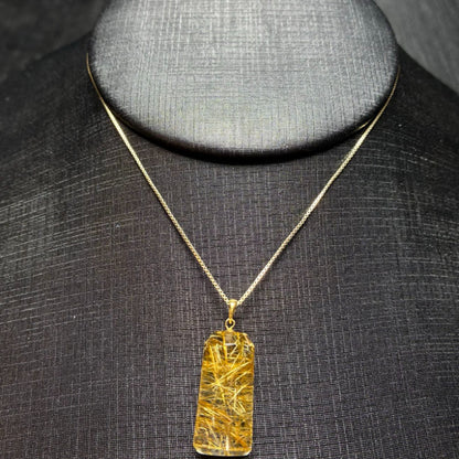 Natural Rutilated Quartz Cylindrical Collarbone Pendant