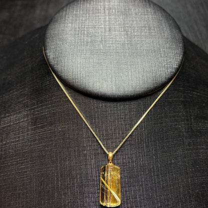 Natural Rutilated Quartz Safety Plaque Collarbone Pendant