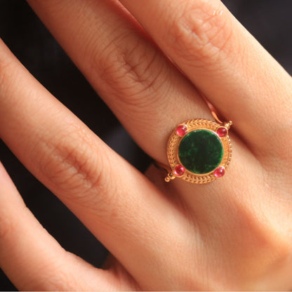 Natural Jadeite Fortune Turning Ring