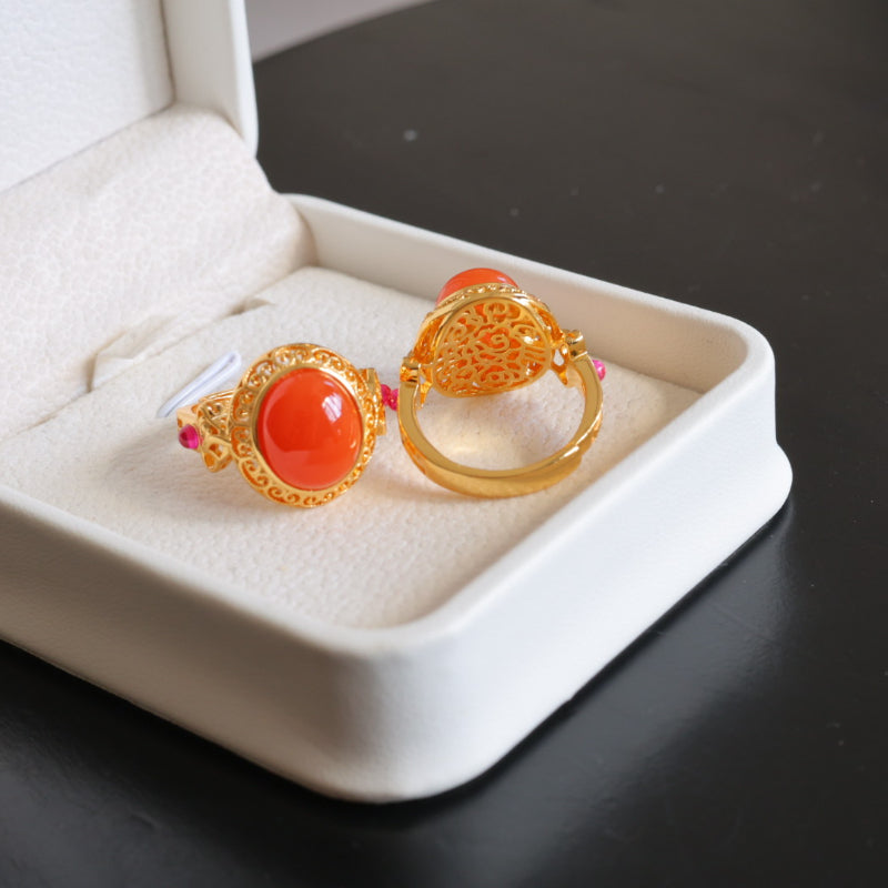 Natural Sichuan Nanhong Agate Ring