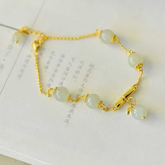 925 Silver Inlaid Enamel and Hetian Nephrite "Steady Progress" Bracelet