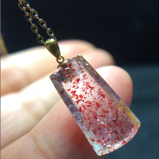 Natural Gold Strawberry Quartz Peace Buckle Pendant