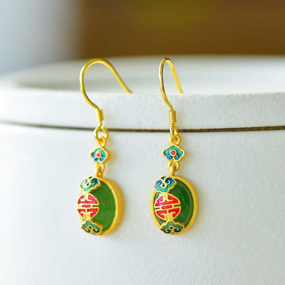 Detailed view of contentment and fulfillment design on Hetian green nephrite jewelry"