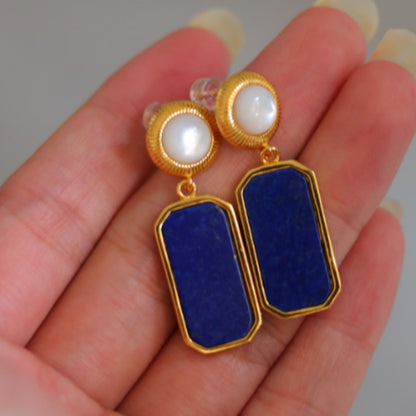 Natural Lapis Lazuli "Peace Tablet" Earrings