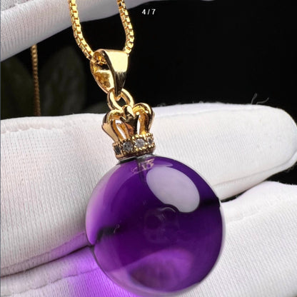 Natural Brazilian Old Mine Amethyst Fortune Bead Pendant