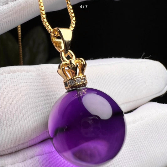 Natural Brazilian Old Mine Amethyst Fortune Bead Pendant