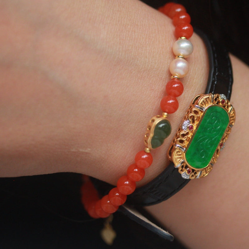 Natural Sichuan Nanhong Agate Bracelet