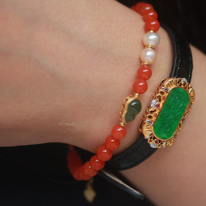 Natural Sichuan Nanhong Agate Bracelet