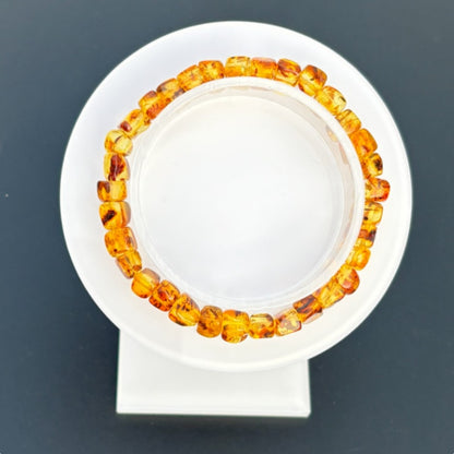 Caramel pattern amber bracelet and necklace set