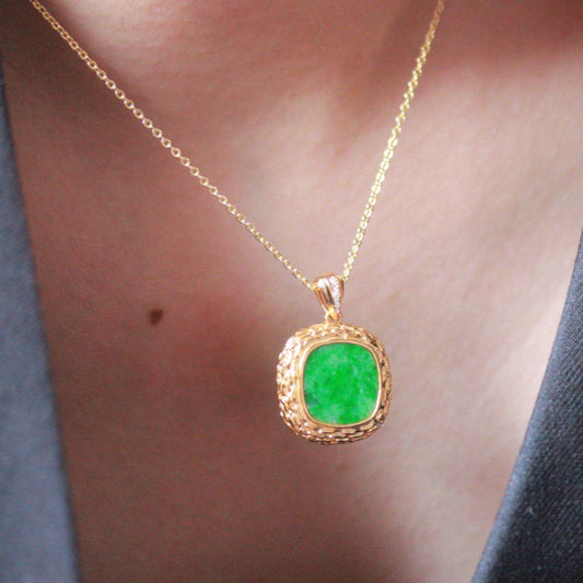 Natural Burmese Jadeite Peace Tablet Pendant