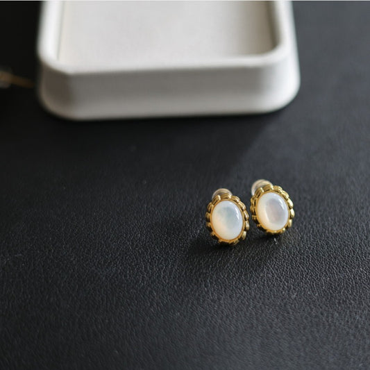 Natural White Mother of Pearl Stud Earrings