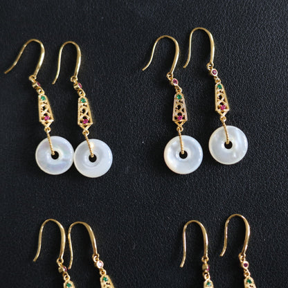 Natural White Mother of Pearl Peace Buckle Earrings