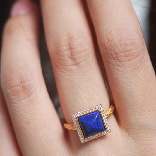 Natural Lapis Lazuli Sugar Tower Ring