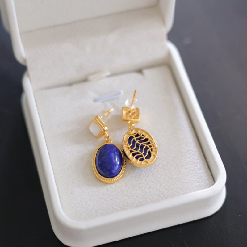 Natural Lapis Lazuli Oval Earrings