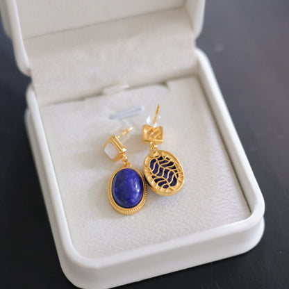 Natural Lapis Lazuli Oval Earrings