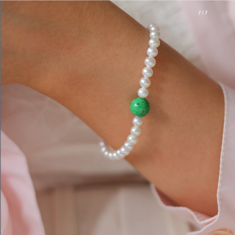 Natural Pearl & Jadeite Bracelet
