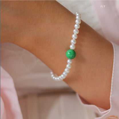 Natural Pearl & Jadeite Bracelet