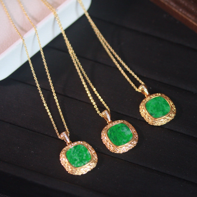 Natural Burmese Jadeite Peace Tablet Pendant