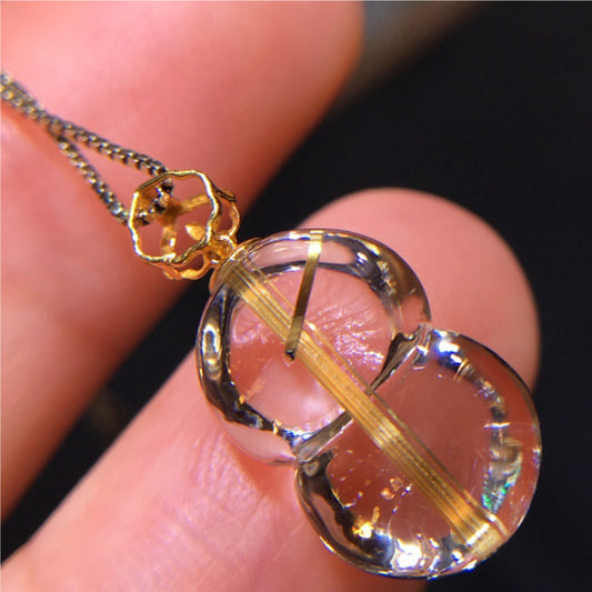 Natural Rutilated Quartz Gourd Collarbone Pendant