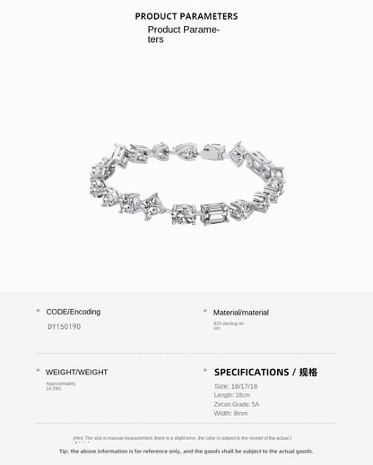 High-end elegant sterling silver full diamond zircon bracelet - jewelryweilin