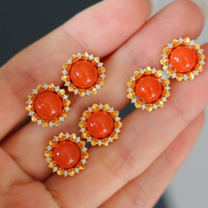 Natural Nanhong Agate Stud Earrings