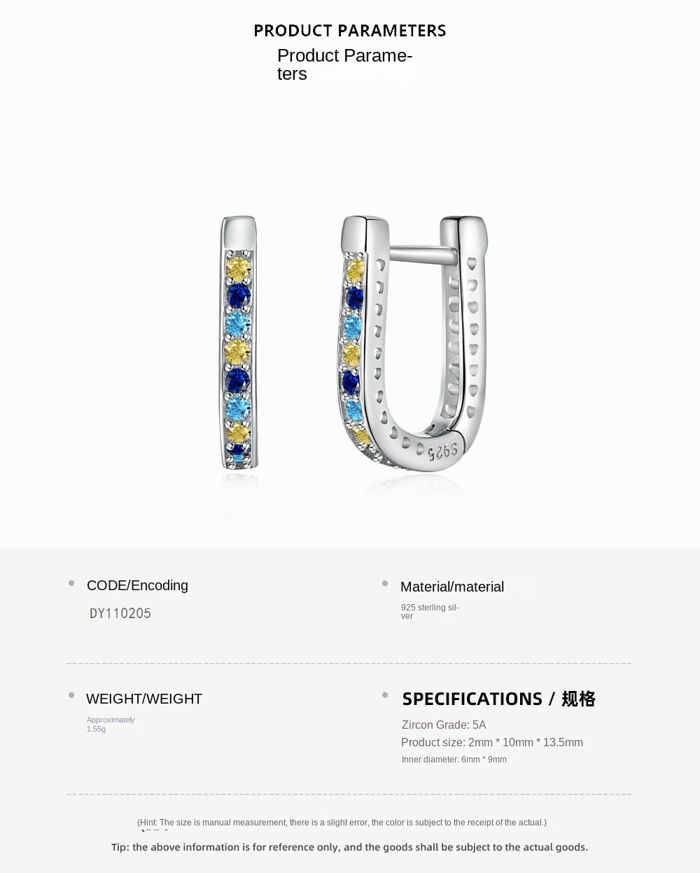 High-end design U-shaped earrings - jewelryweilin
