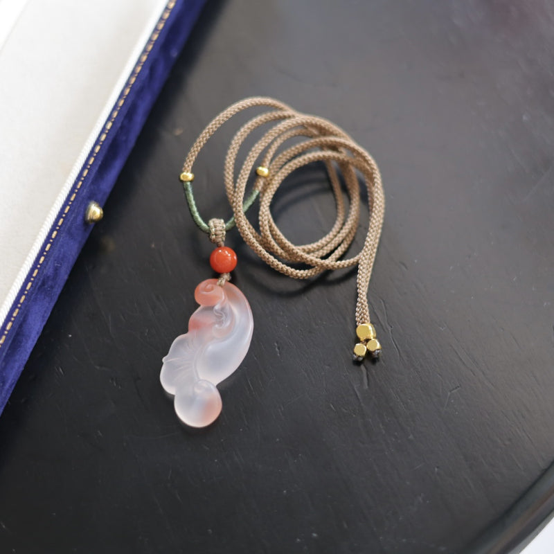 Natural Nanhong Agate Ruyi Pendant