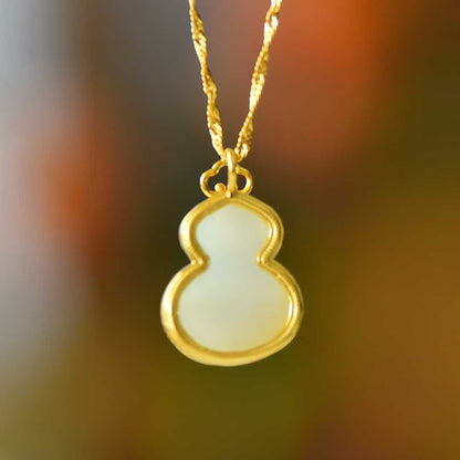 S925 Silver Inlaid Nephrite "Gourd & Phoenix" Pendant