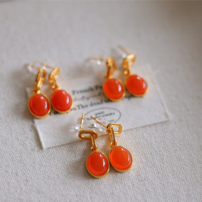 Natural Nanhong Agate Earrings
