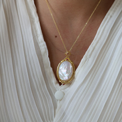 Natural White Mother of Pearl Large Pendant