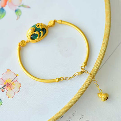 Elegant 925 silver inlaid Hetian jade bracelet featuring cloisonné craftsmanship