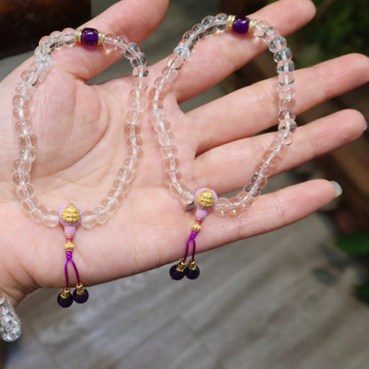 Yellow Wealth God White Crystal Elastic Bracelet
