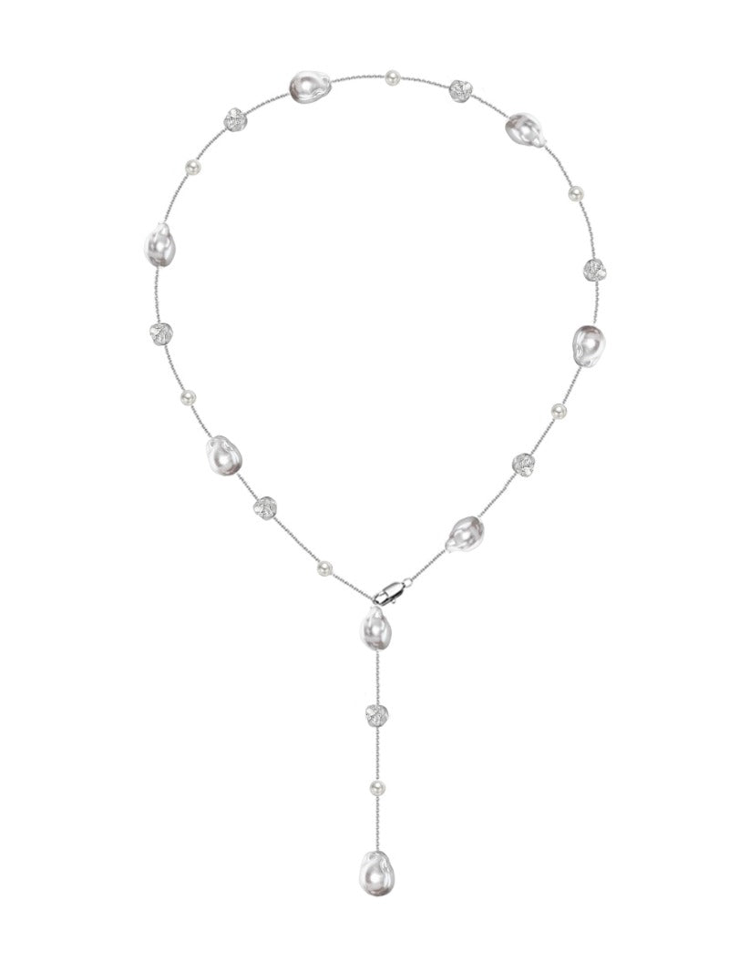 Pearl long pendant necklace