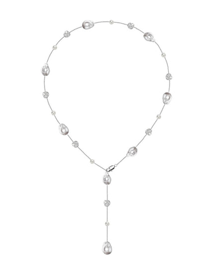 Pearl long pendant necklace