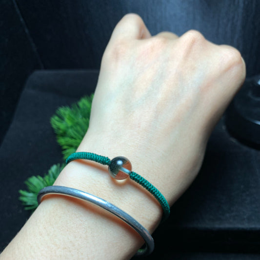 Brazilian Green Phantom Treasure Bowl Single Bead Bracelet