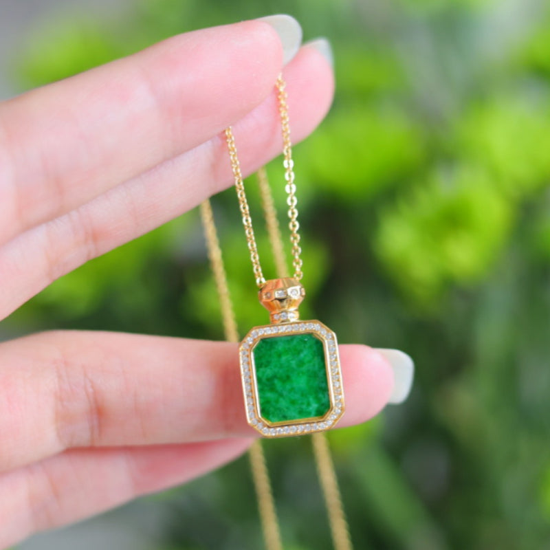 Natural Burmese Jadeite Perfume Bottle Pendant