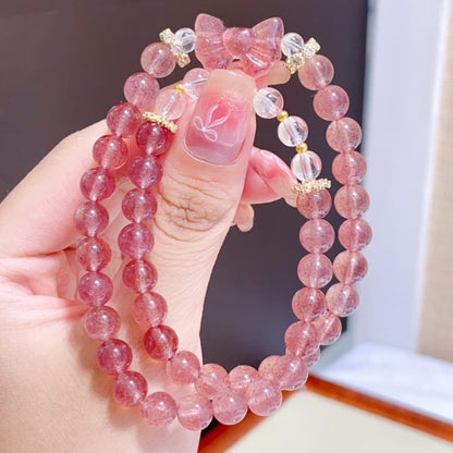 Natural Strawberry Quartz Double-Wrap Bracelet
