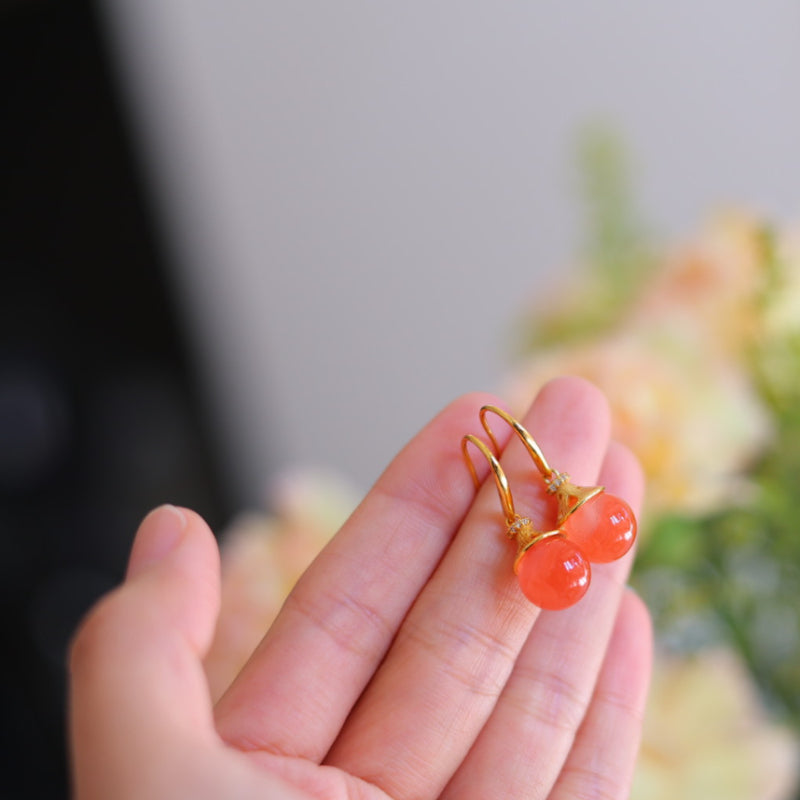 Natural Nanhong Agate Earrings
