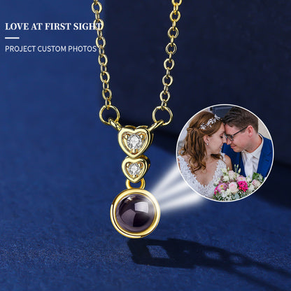 Photo Projection Zircon Heart-shaped Necklace