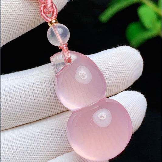 Premium Natural Star Rose Quartz Gourd Pendant
