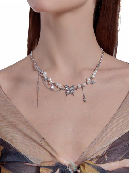 Baroque butterfly pearl necklace
