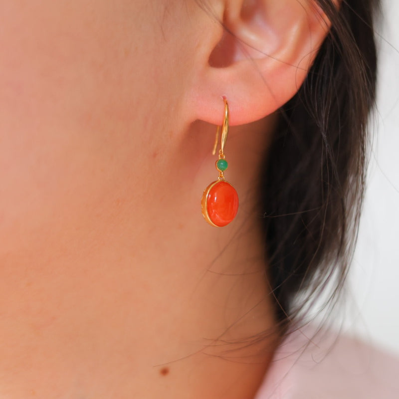 Natural Nanhong Agate Earrings