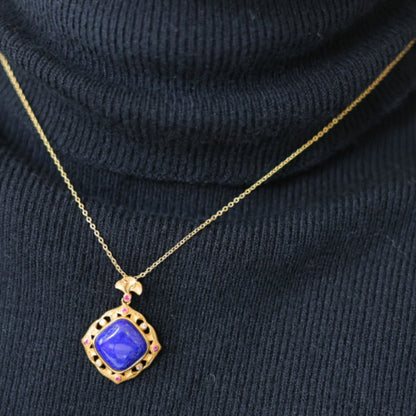 Natural Lapis Lazuli Square Tablet Pendant