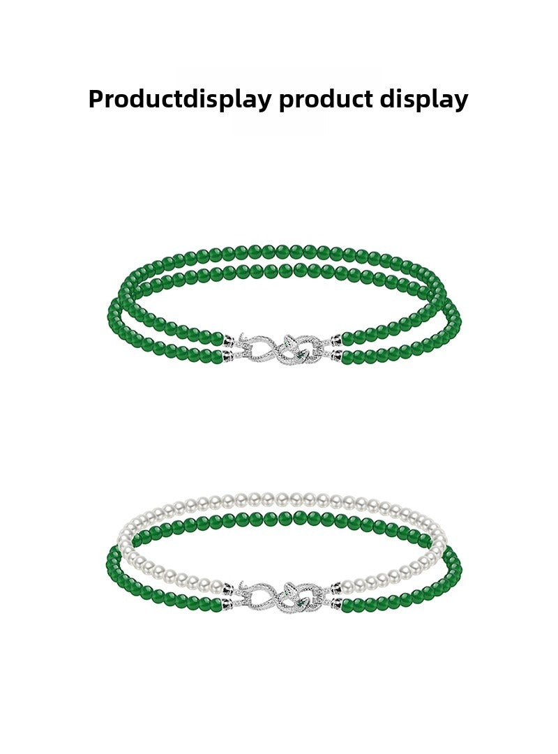 Green double-layer snake necklace