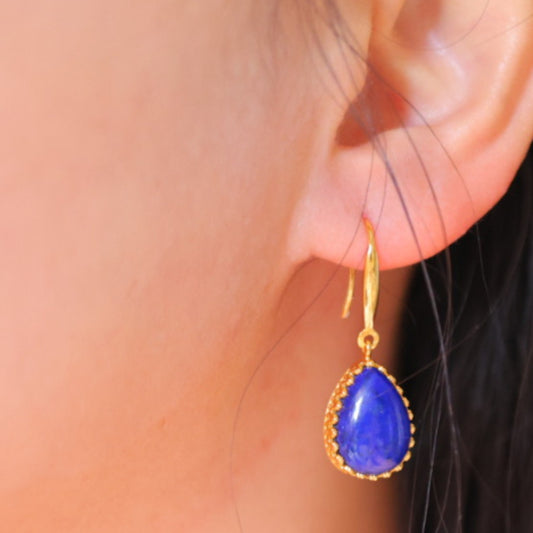 Natural Lapis Lazuli Teardrop Earrings