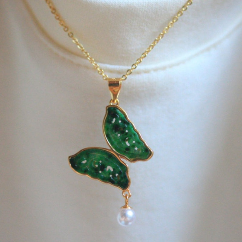 Natural Jadeite Butterfly Pendant