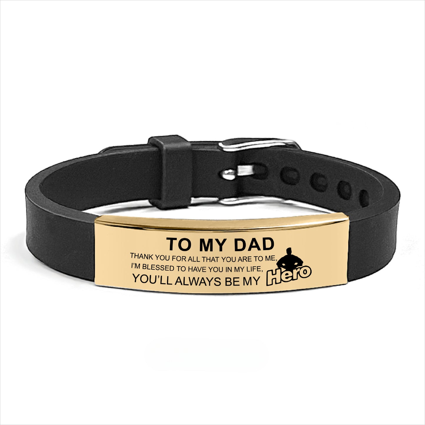 Laser Engraved Square Silicone Watch Band Bracelet